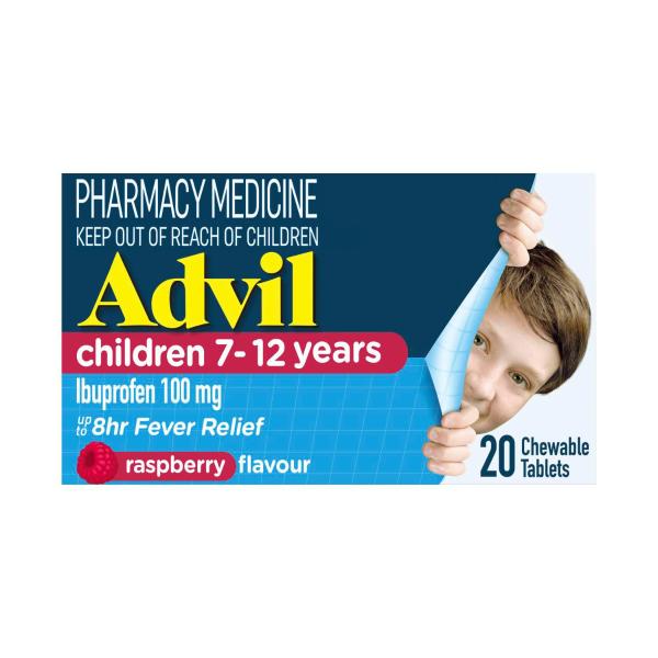 ADVIL CHILDREN 7-12 YEARS IBUPROFEN PAIN & FEVER RELIEF CHEWABLE TABLETS 20PK