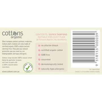 Cottons Organic Tampons Super 16 pack