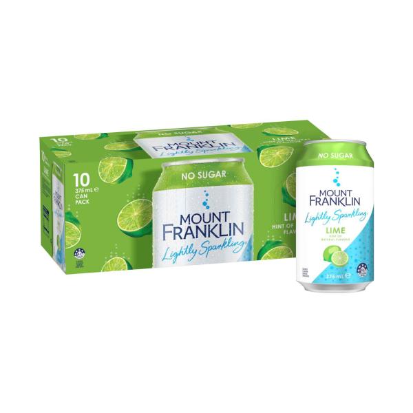 MOUNT FRANKLIN LIGHTLY SPARKLING WATER:LIME:.:10PACK