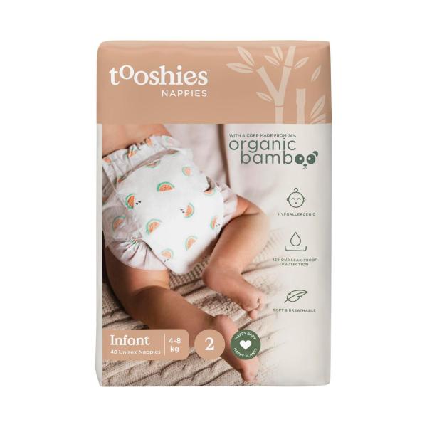 TOOSHIES ECO NAPPIES SIZE 2 INFANT 4-8KG 48PK