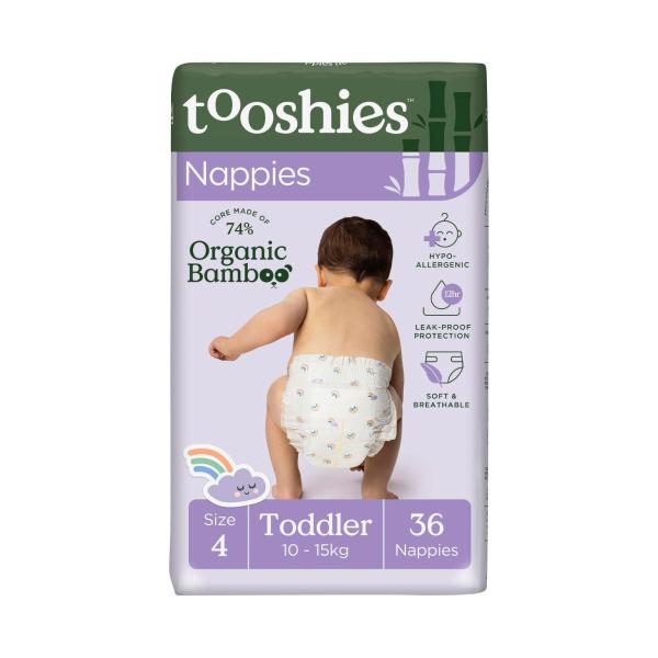 TOOSHIES ECO NAPPIES SIZE 4 TODDLER 10-15KG 36PK