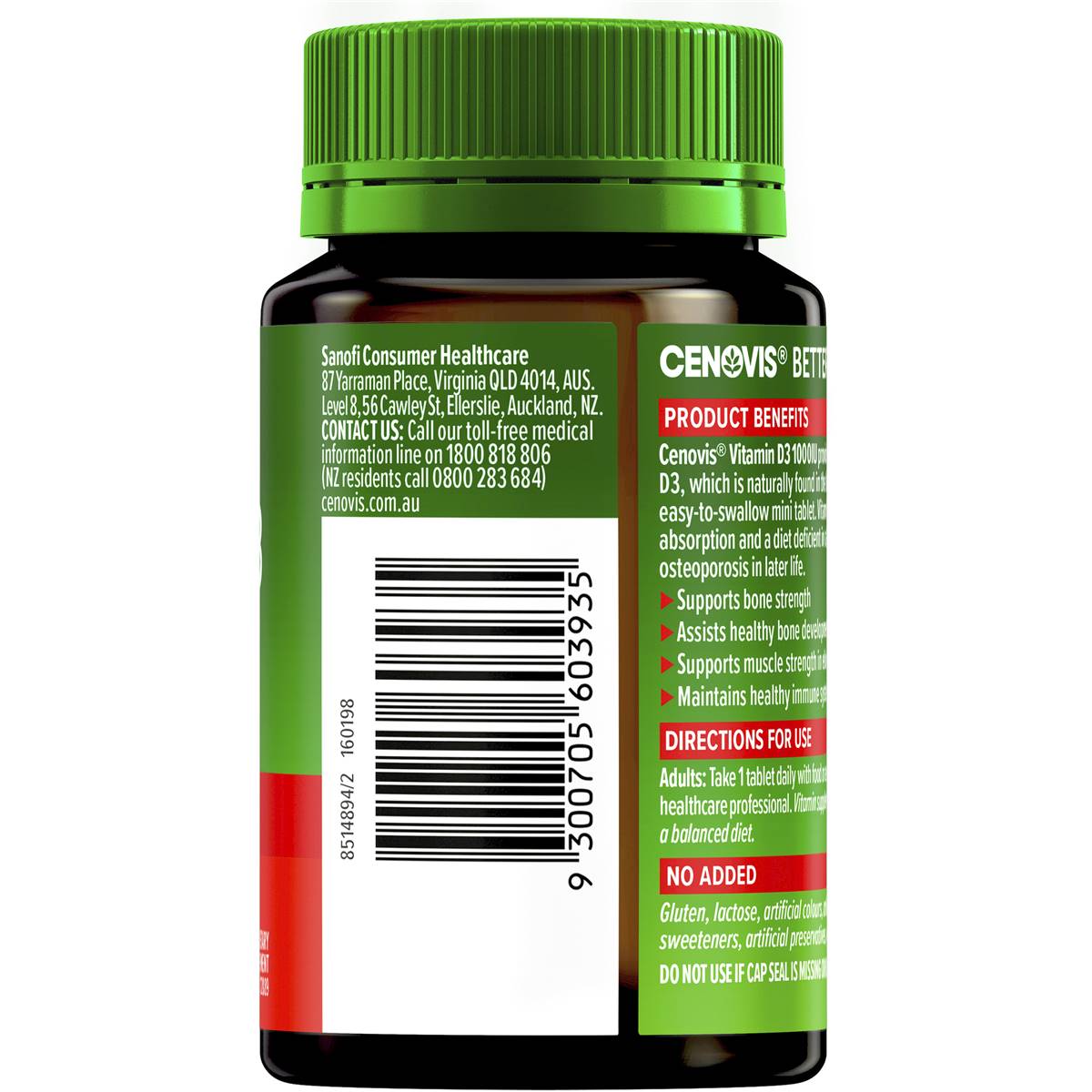 Cenovis Vitamin d 1000iu Tablets d3 For Bone Health 200 Pack