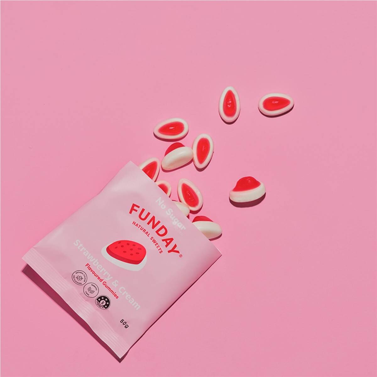 Funday Natural Sweets Flavoured Gummies Strawberry & Cream 50g