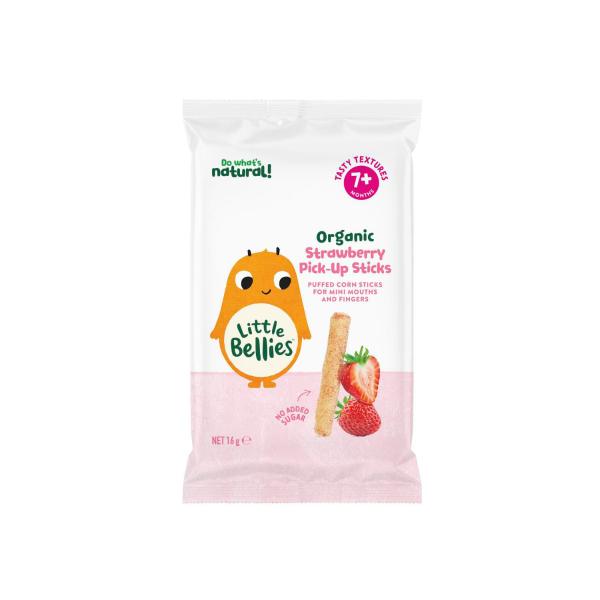 LITTLE BELLIES ORGANIC STRAWBERRY PICK-UP STICKS 7+ MONTHS 16G