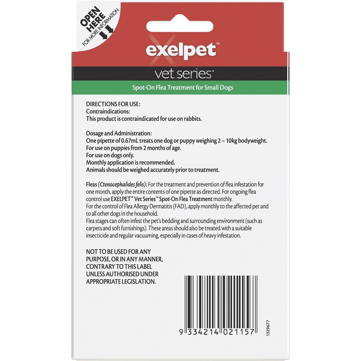 Exelpet Vet Series Treatment Spot On Flea Small Dog 2 pack