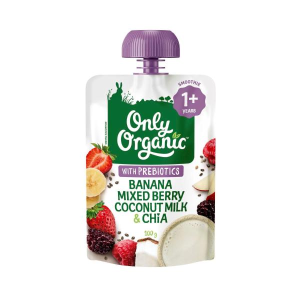ONLY ORGANIC BANANA MIXED BERRY COCONUT & CHIA 100G