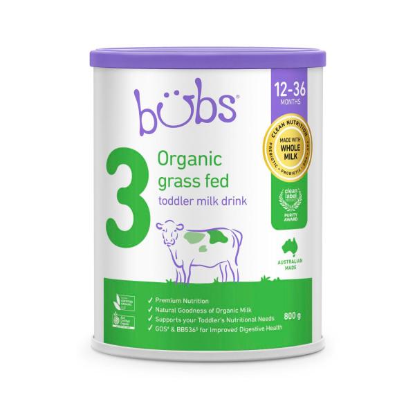 BUBS ORGANIC GRASS FED FORMULA STAGE 3 TODDLER 800G