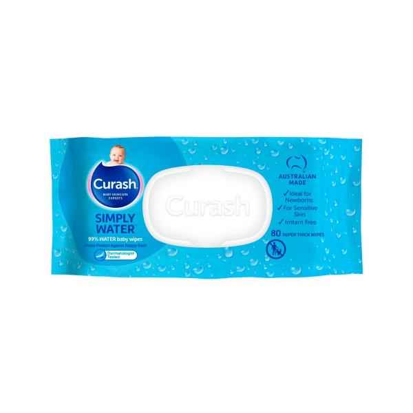 CURASH SIMPLY WATER SENSITIVE SKIN BABY WIPES 80PK