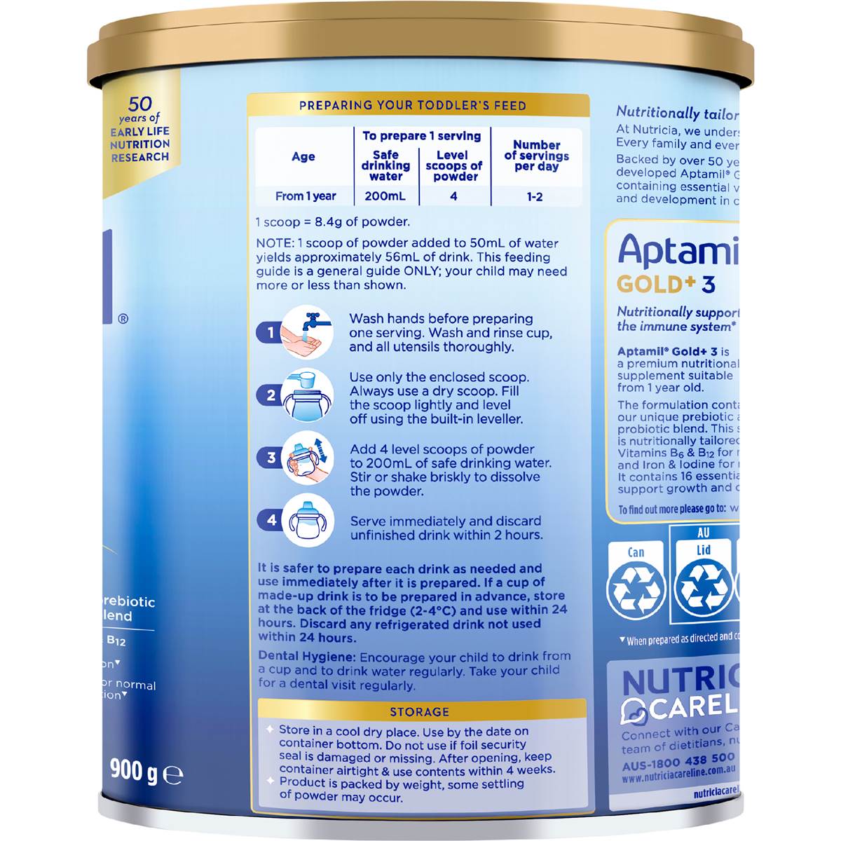 Aptamil Gold+ 3 Toddler Milk Formula From 1+ Year 900g
