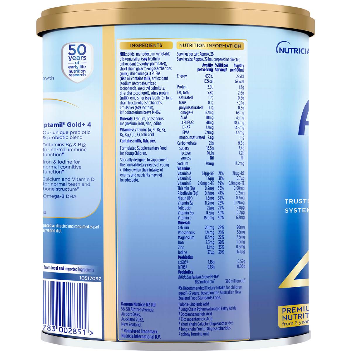 Aptamil Gold+ 4 Junior Milk Formula From 2+ Years 900g