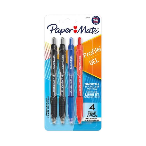 PAPERMATE PROFILE GEL PEN ASST 4 PACK