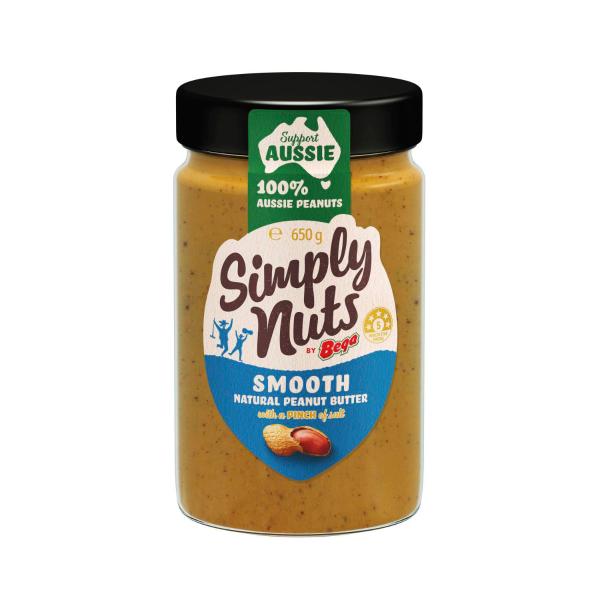 BEGA SIMPLY NUTS SMOOTH NATURAL PEANUT BUTTER 650G