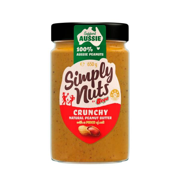 BEGA SIMPLY NUTS CRUNCHY NATURAL PEANUT BUTTER 650G
