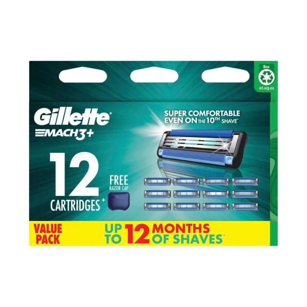 GILLETTE MACH3+ RAZOR CARTRIDGE 12 PACK