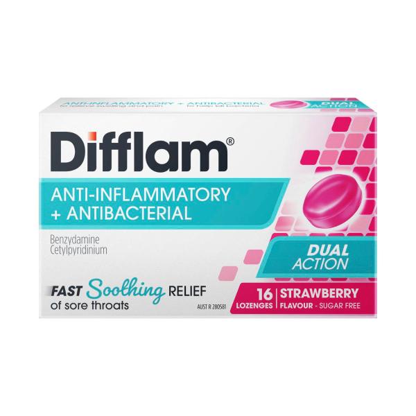 DIFFLAM REGULAR LOZENGES STRAWBERRY 16PK