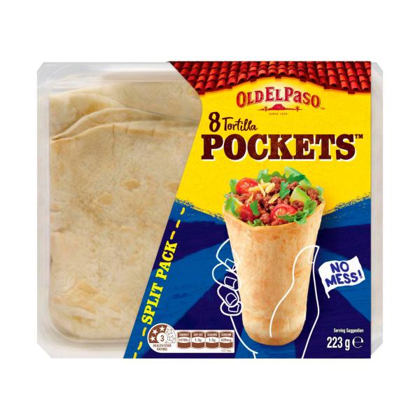 OLD EL PASO TORTILLA POCKETS 8PK 223G