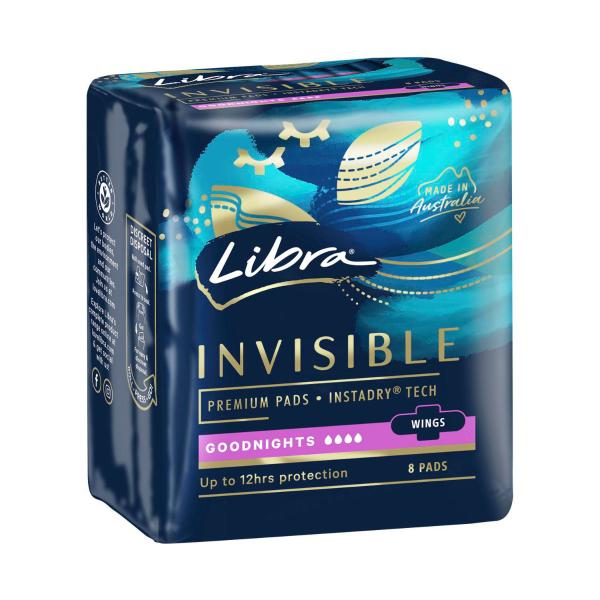 LIBRA INVISIBLE:PADS GOODNIGHT 8:PACK