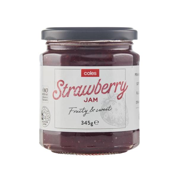 COLES PREMIUM STRAWBERRY JAM 345G