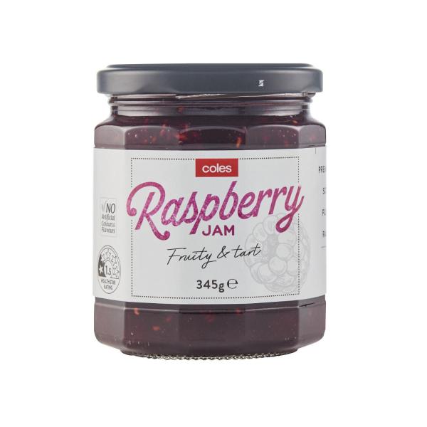 COLES PREMIUM RASPBERRY JAM 345G