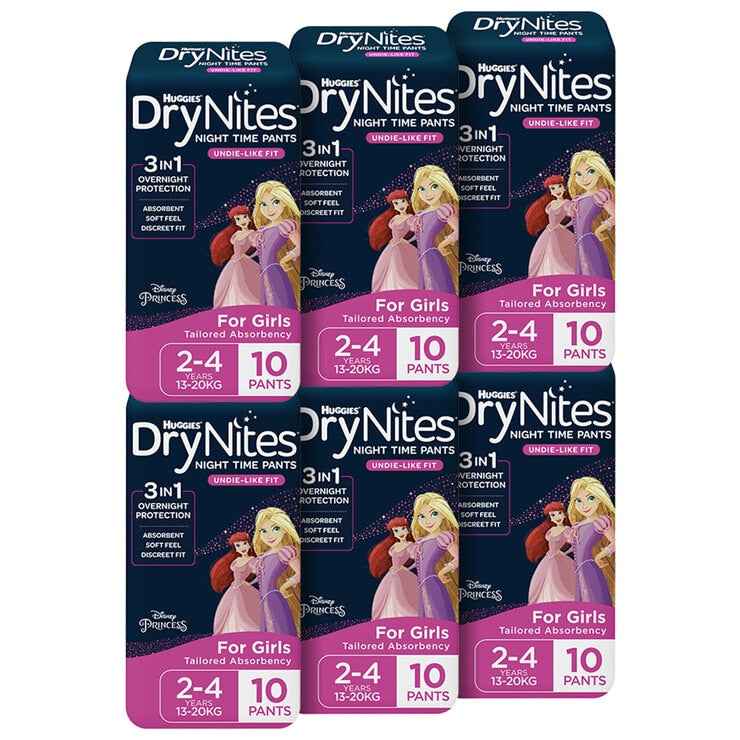 Girls' Overnight Absorbent Pants, Size 2-4 Years, 60 Pack