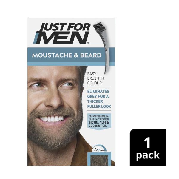 JUST FOR MEN MOUSTACHE & BEARD BRUSH-IN COLOUR GEL MEDIUM BROWN 100GM
