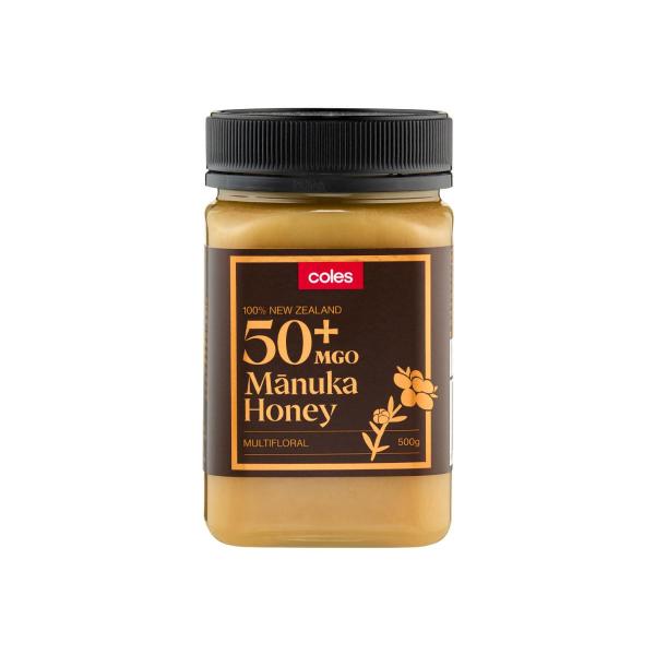 COLES MANUKA MGO 50+ MULTIFLORAL HONEY 500G