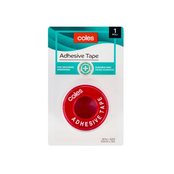 COLES CLASSIC DRESSING ADHESIVE TAPE ROLL 2.5CM X 5M