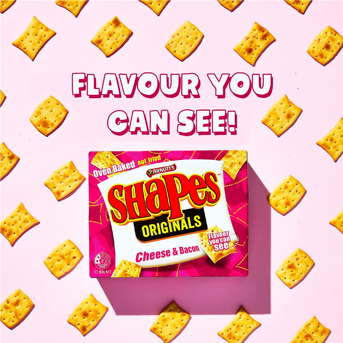 Arnott's Shapes Cheese & Bacon Cracker Biscuits 180g