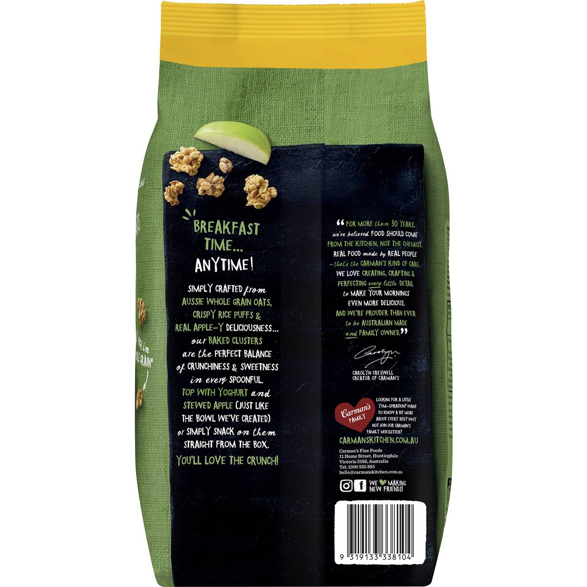 Carman's Clusters Aussie Oat Apple Crunch 800g