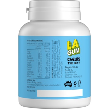 LA Peppermint Sugar Free Chewing Gum Bottle 60g