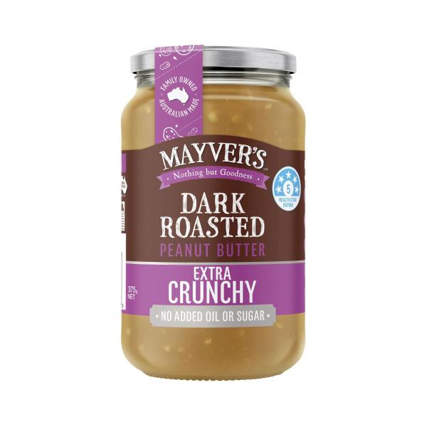 MAYVERS DARK ROASTED EXTRA CRUNCHY NATURAL PEANUT BUTTER 375G