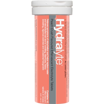 Hydralyte Effervescent Electrolyte Tablets Peach Crush 10 pack