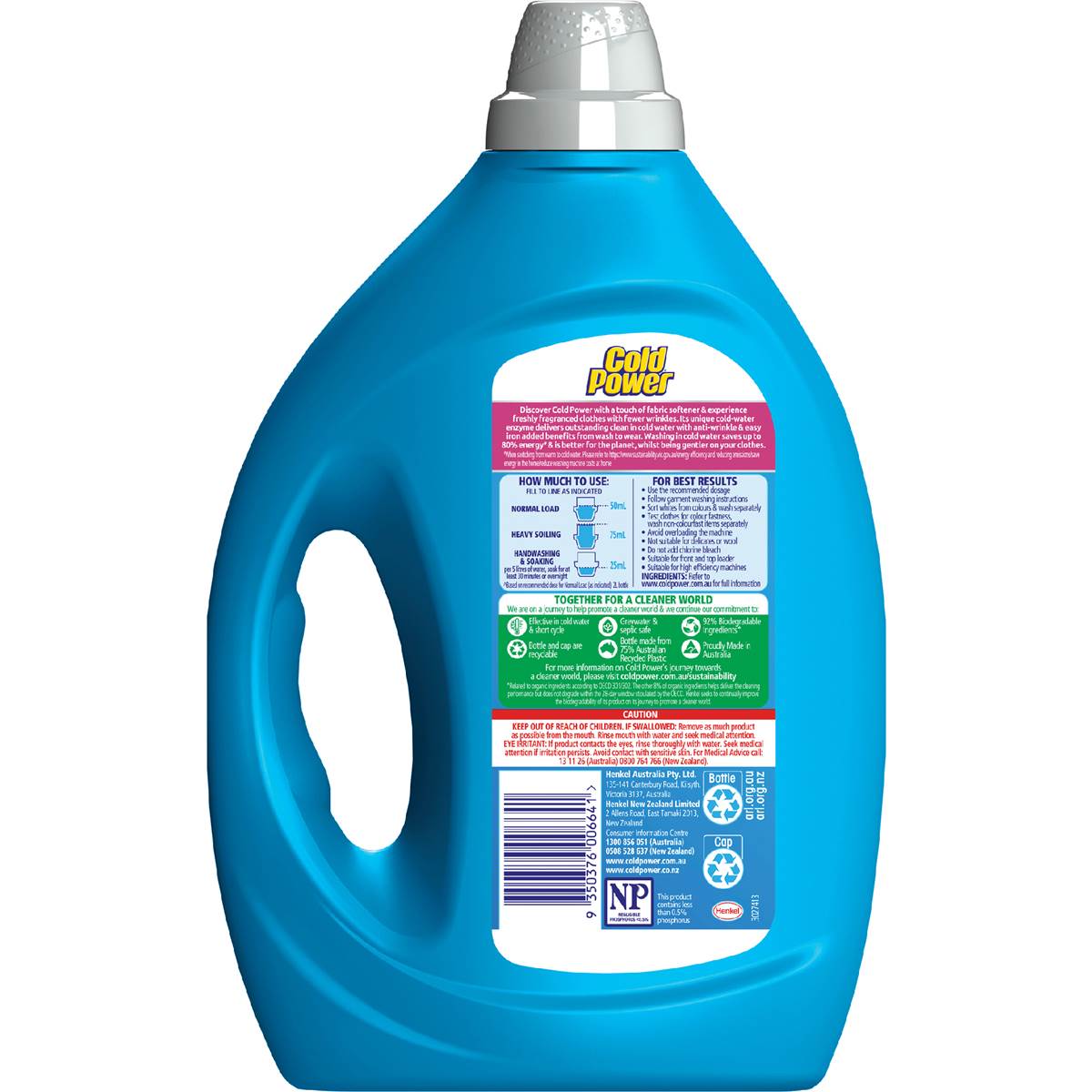 Cold Power Advanced Clean Fabric Softener Laundry Liquid Detergent 2L