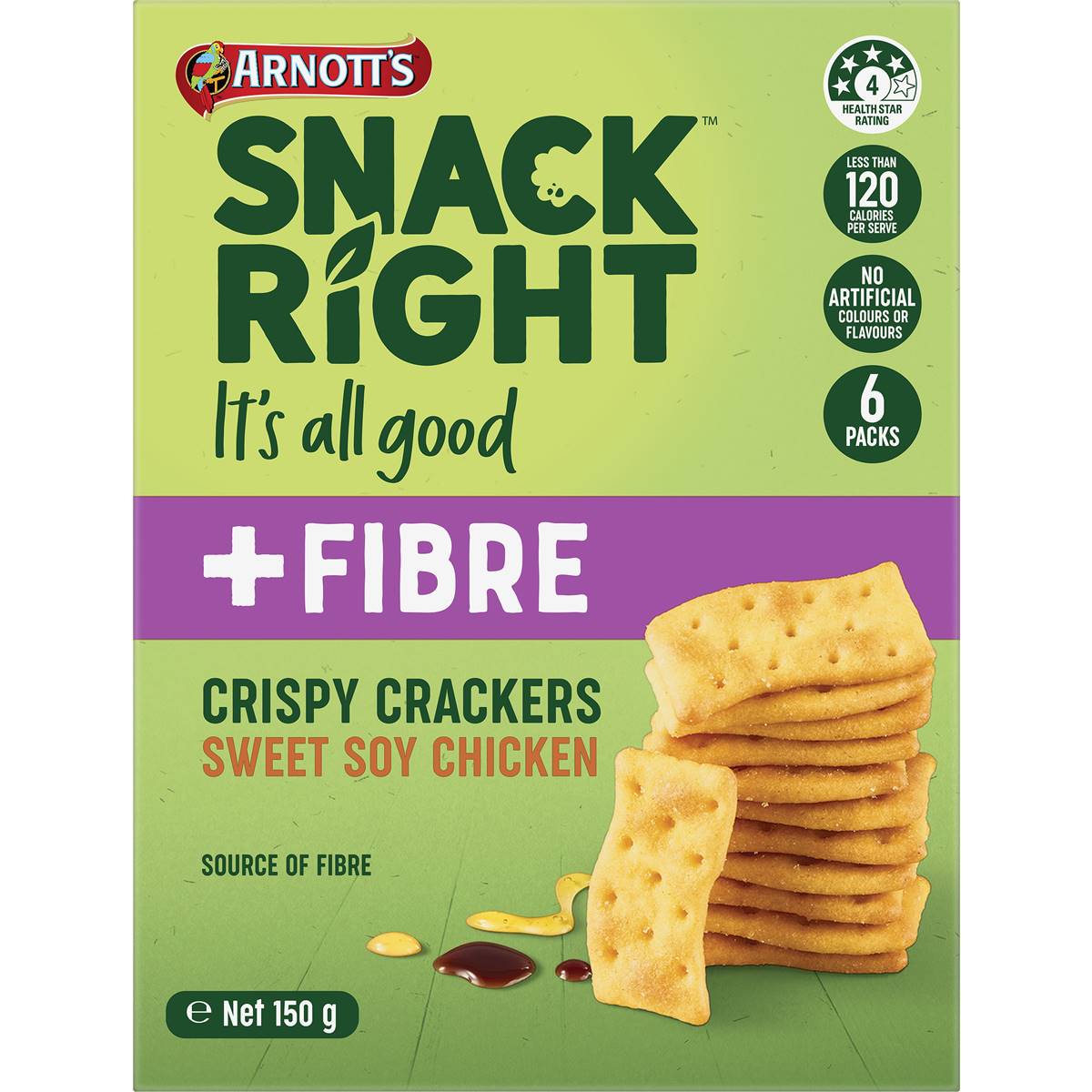 Arnotts Snack Right Crispy Cracker Biscuits Sweet Soy Chicken 150g