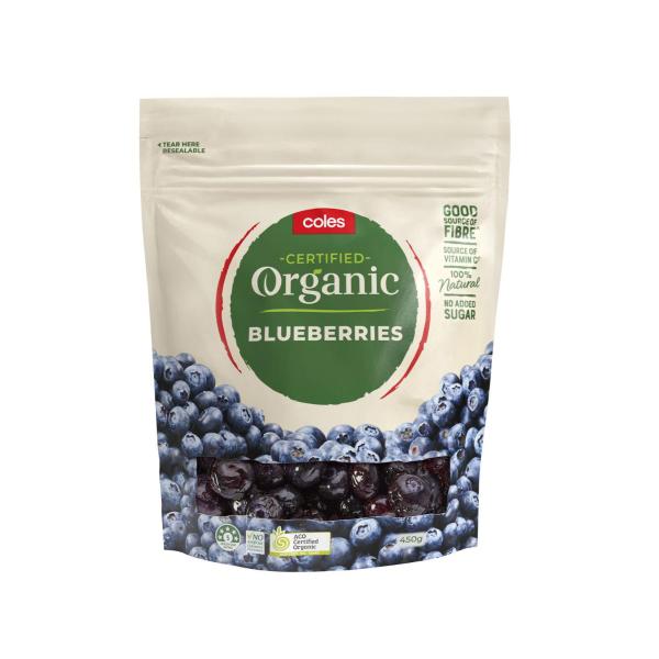 COLES FROZEN ORGANIC BLUEBERRIES 450GRAM