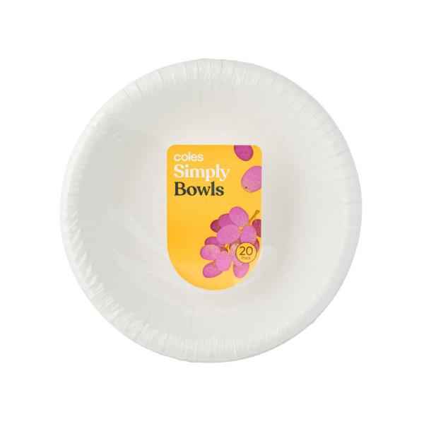 COLES SIMPLY PAPER BOWLS 20PACK