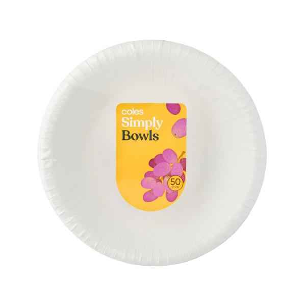 COLES SIMPLY PAPER BOWLS 50PACK