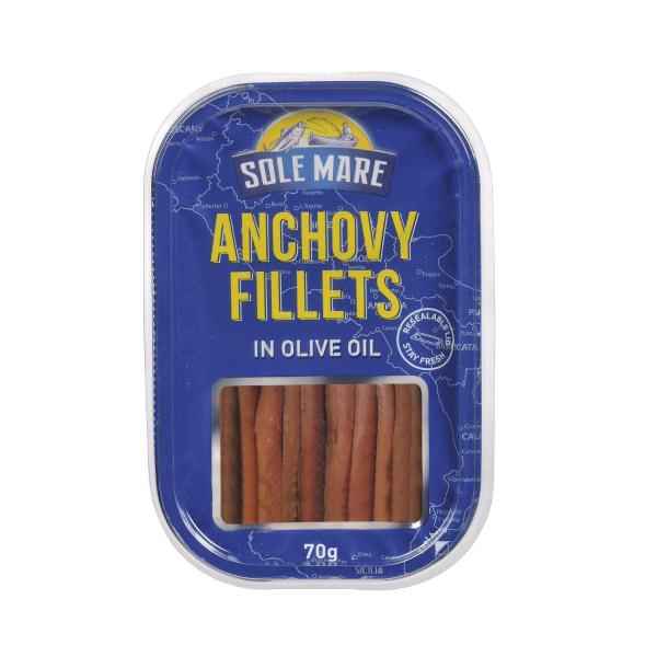 SOLE MARE ANCHOVIES IN OLIVE OIL & TRAY 70G