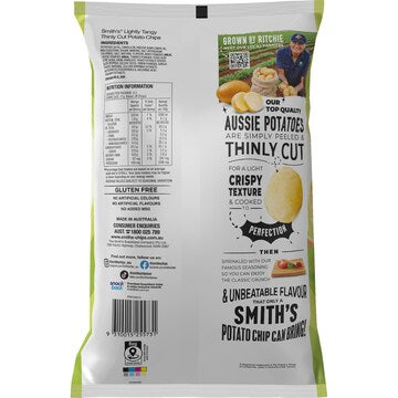 Smith's Thinly Cut Potato Chips Share Pack Lightly Tangy 175g