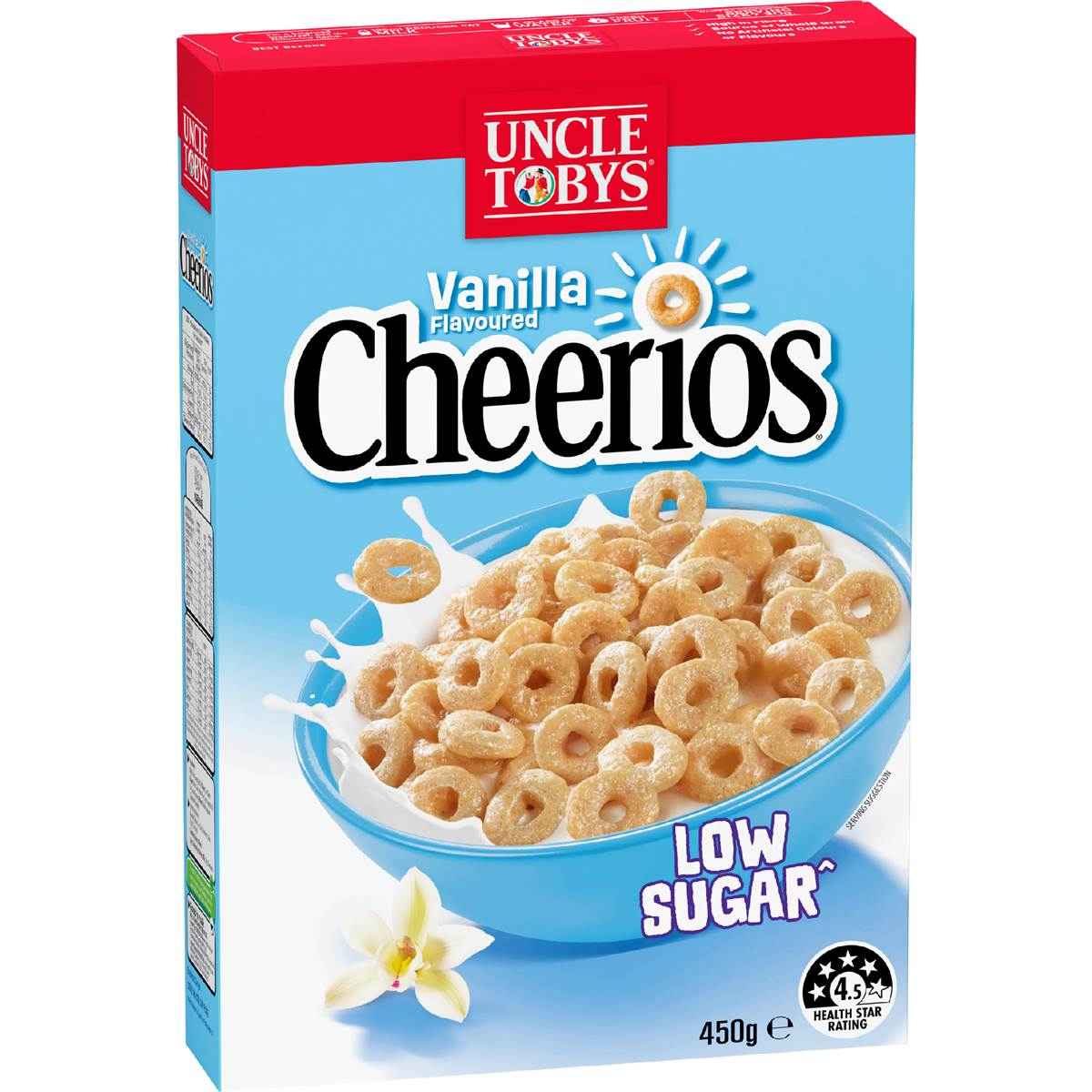 Uncle Tobys Cheerios Low Sugar Vanilla Cereal 450g