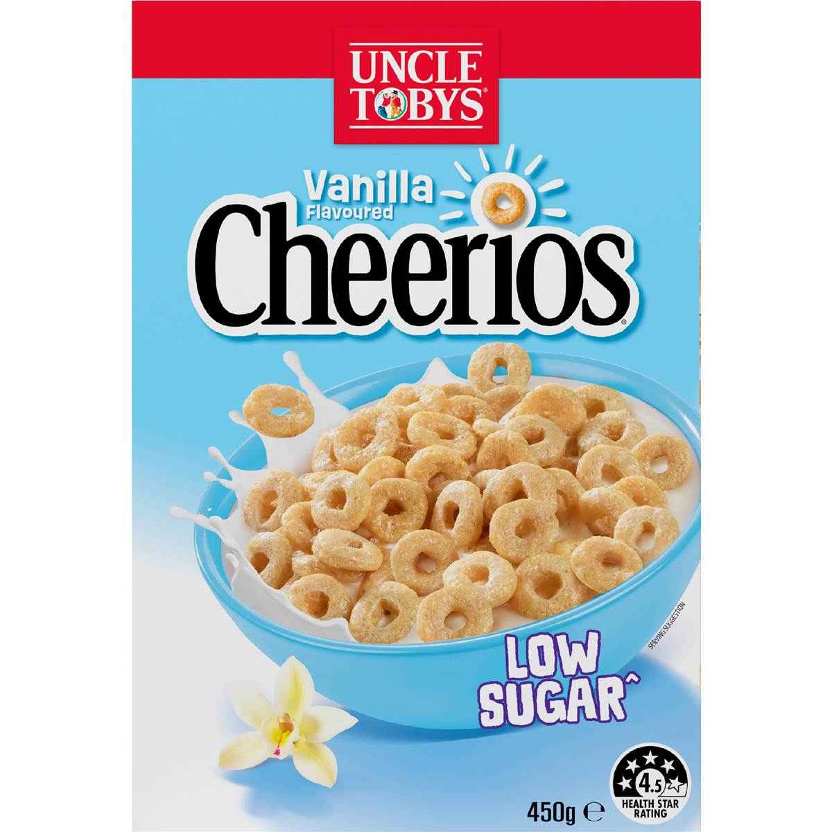 Uncle Tobys Cheerios Low Sugar Vanilla Cereal 450g