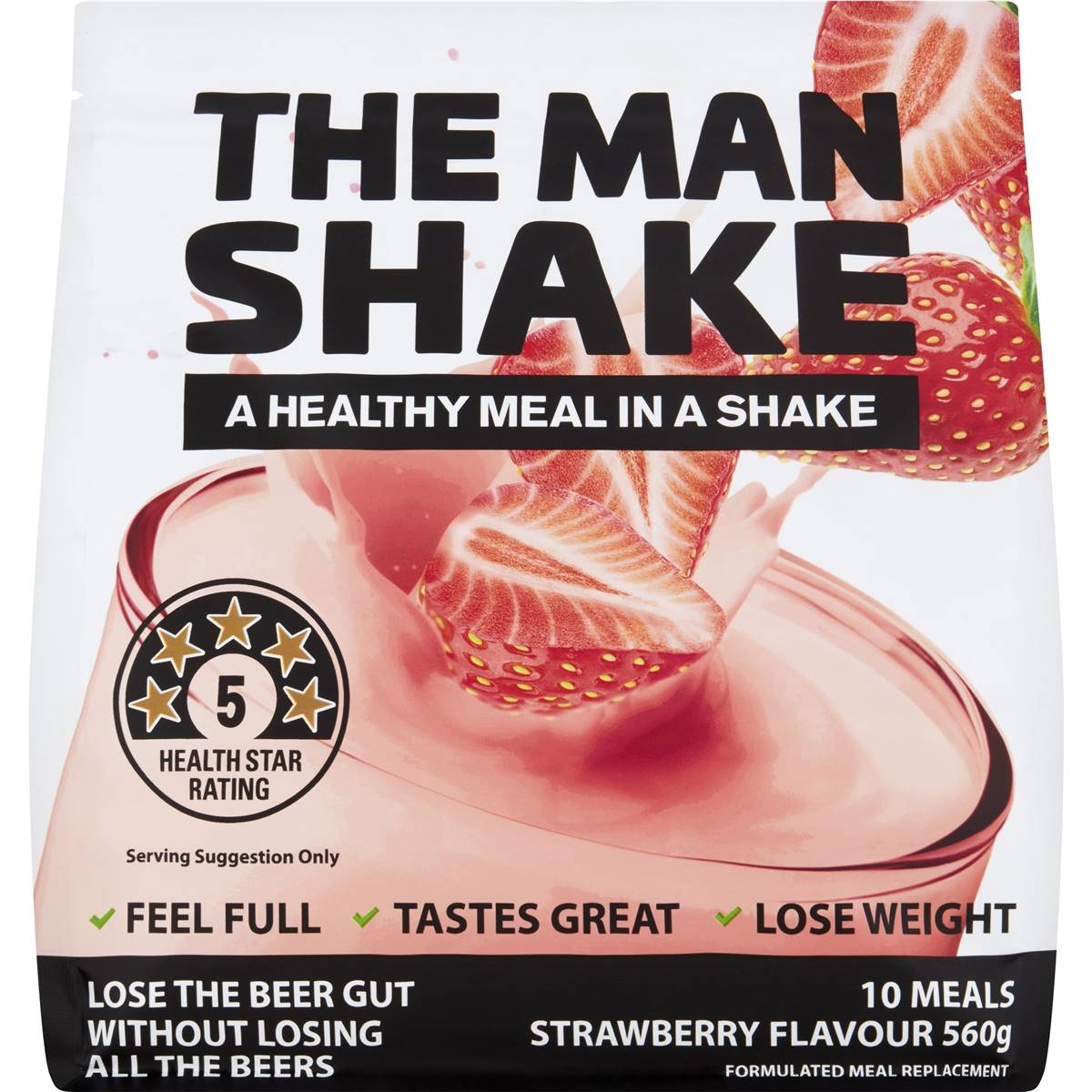The Man Shake Diet High Protein Low Sugar Strawberry Meal Replacement 560g