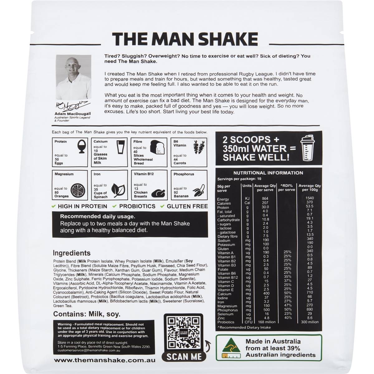 The Man Shake Diet High Protein Low Sugar Strawberry Meal Replacement 560g