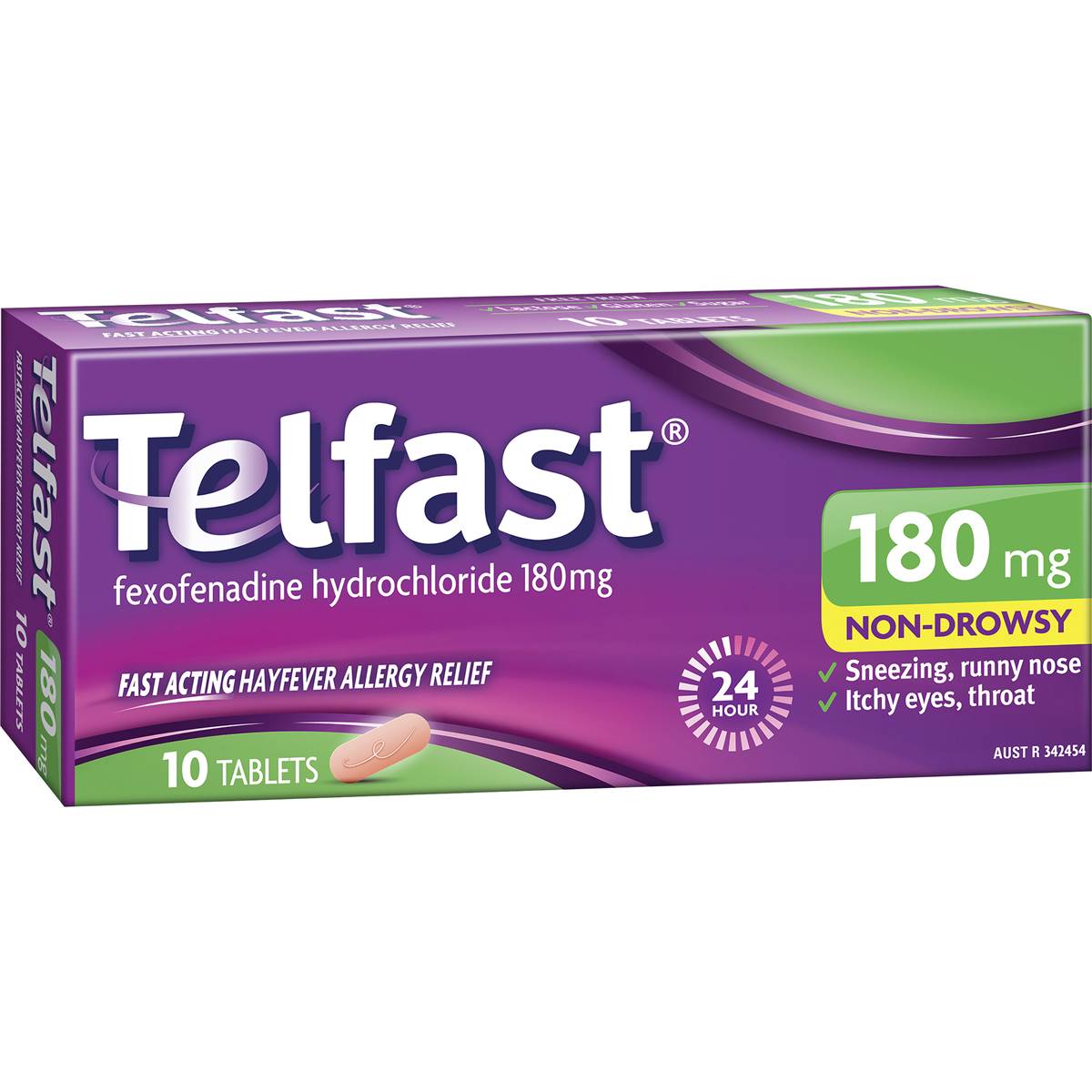 Telfast Hayfever Allergy Relief 180mg Non Drowsy Tablets 10 Pack