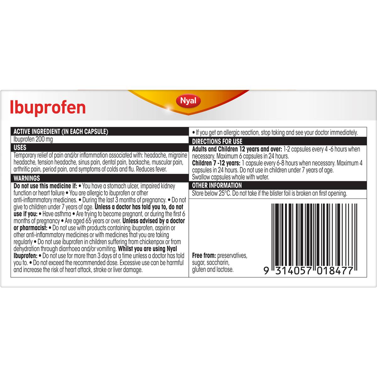 Nyal Ibuprofen Liquid Caps 20 Pack