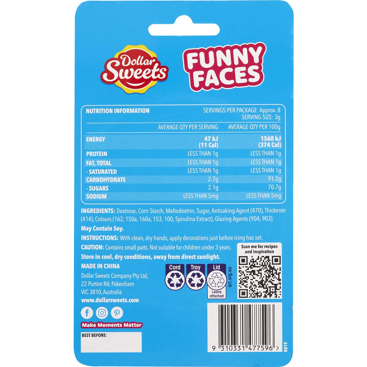 Dollar Sweets Funny Faces 25g