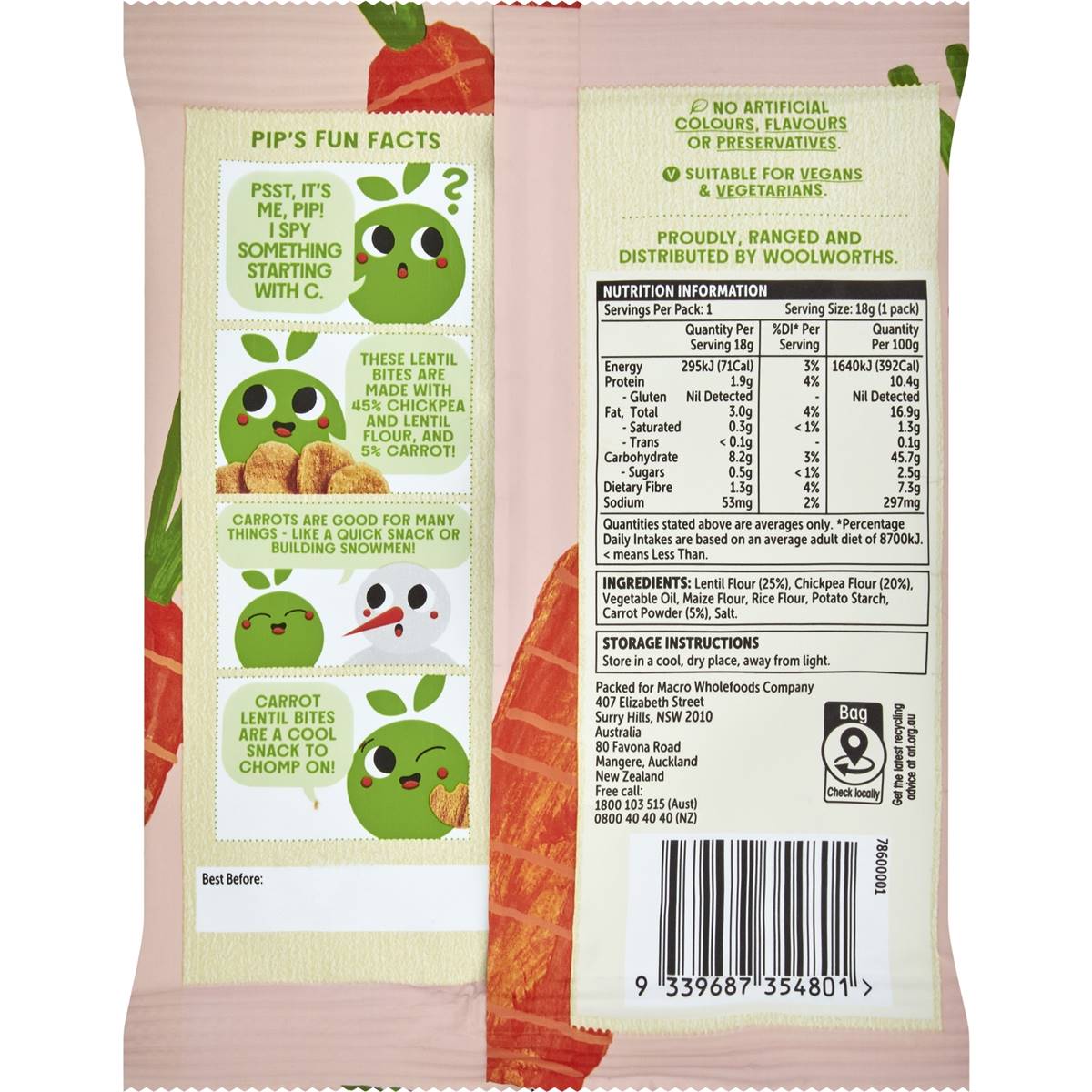 Macro Lentil Bites Cruzin Carrot 18g