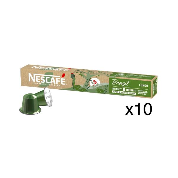 NESCAFE FARMERS ORIGINS BRAZIL LUNGO COFFEE CAPSULES 10 PACK