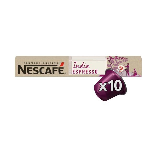NESCAFE FARMERS ORIGINS INDIA ESPRESSO COFFEE CAPSULES 10 PACK