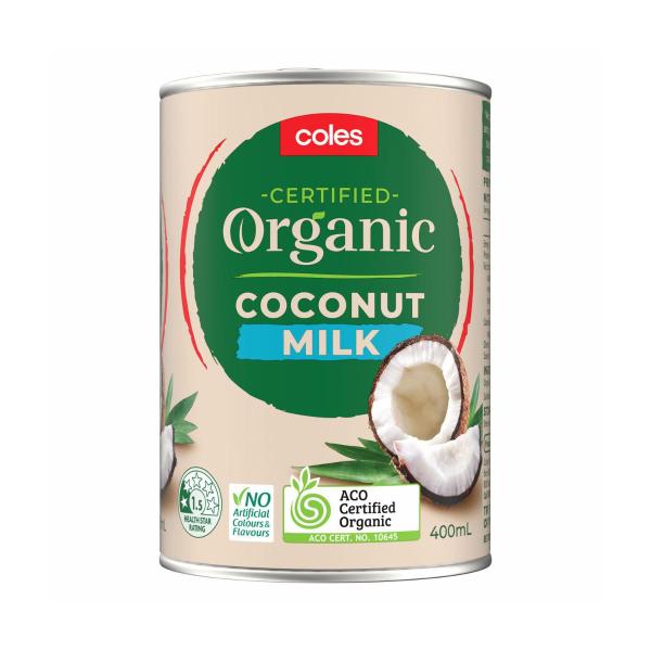 COLES ORGANIC COCONUT MILK 400ML